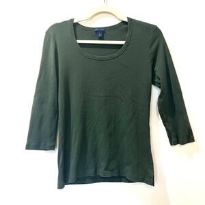 Lilla P 100% cotton scoop neck 3/4 sleeve knit tee green large